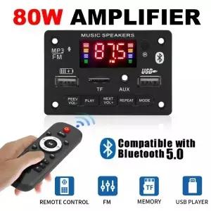 블루투스 50 MP3 디코더 보드 2*40W 80W 오디오 플레이어 2V DIY 자동차 FM 라디오 모듈 TF USB 마이크