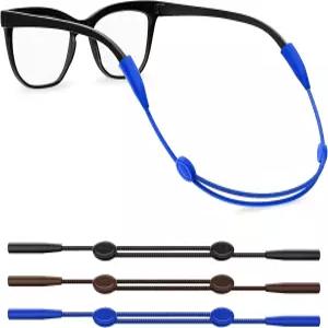 포팔리 안경 스트랩 3Pcs 스포츠용 꼬리 조절식 선글라스 목 주변 홀더 랜야드 리테이너 남성용 체인 블랙