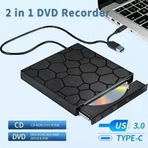 2in USB 30 타입 C 외장 광학 드라이브 DVD RW CD 라이터 리더 플레이어 PC 노트북 데스크탑 휴대용 버너