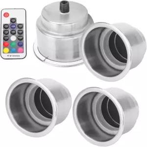 보트용 4Pc 스테인리스 스틸 컵 홀더 해상 RV 트럭용 리모컨이 있는 자동차 RGB LED 음료