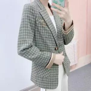 여성 철장한파세방체크 자켓 봄가을 코트 정장 원픽3