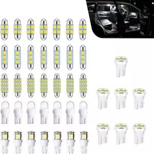 윈터록 42PCS 실내 자동차 조명 LED 전구 키트 세트 DE3175 T10 31mm 194개 돔용 교체 지도 번호판 도어