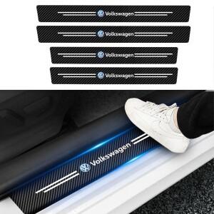 4개 가죽 카본 파이버 자동차 도어 실 프로텍터 스트립 스티커 (폭스바겐 VW GTI R 라인 R32 투아렉 MK7 파