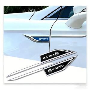 2pcs 3d 스테인레스 스틸 자동차 스티커 액세서리 볼보 Xc60 V40 V60 S60 V50 V90 S80 C40 V70 T6.