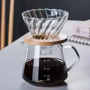 400/600ml 에스프레소 유리 Carafe 커피 포트 도트 스케일 내열성 손으로 만든 드립 서버 위에 부어
