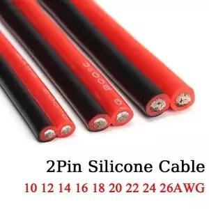 2Pin 실리콘 케이블 0 2 4 6 8 20 22 24 26 AWG 슈퍼 소프트 구리 전선 5m 0m 20m 자동차 배터리 인버터