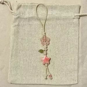 귀여운 별꽃 폰 참 스트랩 세라믹 비즈 끈 들을 위한 파스텔 색상 가방 카메라 펜던트 키체인