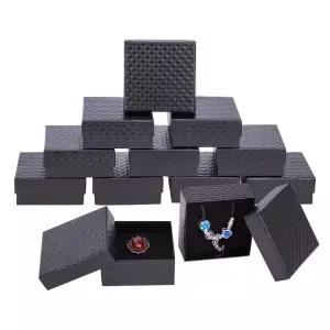 2 개 75x75x35cm 블랙 레드 스퀘어 골 판지 보석 상자 펜 던 트 귀걸이 반지 발렌타인 데이 선물