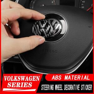 ABS 탄소 섬유 패턴 자동차 로고 스티어링 휠 장식 스티커 액세서리 VW GTI R 라인 폴로 골프 5 6 Passat S