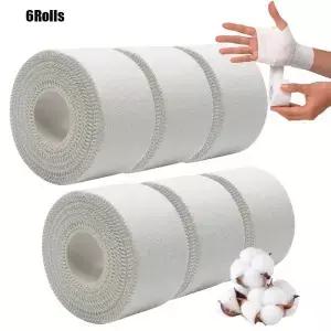 6pcs 운동 테이프 권투 스포츠 코튼 화이트 부상 테이핑 25/38cm 발목에 대 한 탄성 접착 붕대