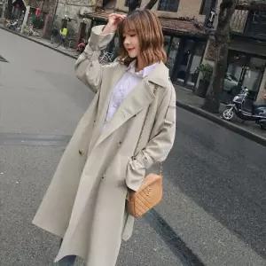 헐크 여성용 여사친 베이지 하프 코트 키작 트렌치 루즈핏 KKE3