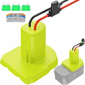 30A 퓨즈 및 와이어 단자가 있는 Ryobi 18V 배터리에 호환되는 파워 휠 어댑터 14 게이지 로보틱스에