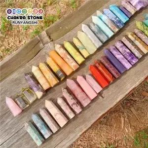 천연 크리스탈 포인트 타워 힐링 자수정 로즈 쿼츠 에너지 광석 미네랄 육각 프리즘 오벨리스크 지팡이