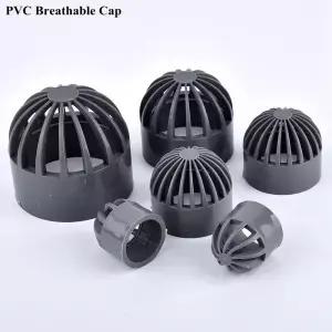 3Pcs 회색 20 0mm PVC 통기성 캡 공기 덕트 벤트 커버 수족관 물고기 탱크 투과성 스크린 필터 파이프