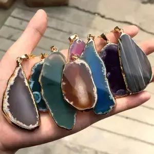 40*60mm 천연 마노 지오드 연마된 크리스탈 슬라이스 스톤 DIY 장식 미네랄 홈 데코레이션 힐링 선물