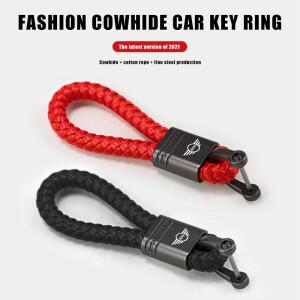 자동차 스타일링 키체인 가죽 짜임 로프 메탈 키링 BMW 미니 워크스 쿠퍼 F54 F55 F56 F57 F60 R50 R52 R53