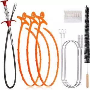 배수 뱀 8 세트 35.5인치 막힘 제거기 x1 60인치 스틸 헤어 x2 30인치 페트 싱크 x3 샤워 헤드 클리너 도구