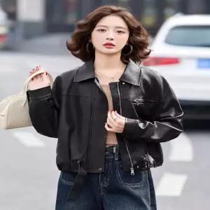 봄 캐주얼 여성용 가죽 재킷 자켓 쇼트 코트 원픽1