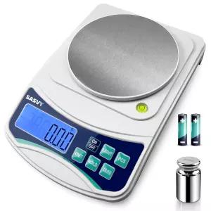 SASVY 디지털 실험실 저울 1000g x 0.01g oz/g/ct/DWT/tl/gn/ozt 정밀 전자 과학 분석 무게 100g 및 AAA