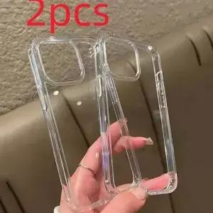 2PCS 릴 투명 광택 폰 케이스 7 6 Max 5 4 3 2 XS X XR 8 Plus 호환