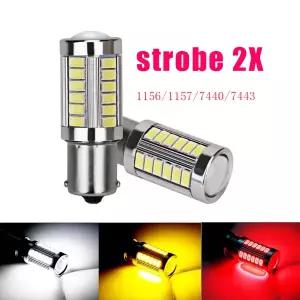 2X 스트로브 led 1156 BA15S P21W 1157 P215W BAY15D BAU15S PY21W 7443 7440 LED 자동차 테일 전구 브레이