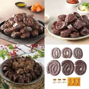 려강모둠순대 찰순대 500g x 3 + 고기순대 300g x 3 국내산 가정용 분식 대용량 간식 안주 야식