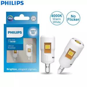 필립스호환 울티논 프로 6000 LED T10 W5W 4000K 흰색 밝은 자동차 인테리어 등 방향 지시등 플래시 없음