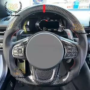 Toyota Supra GR A90 MKV MK5 MK4 - 레이싱 용 자동차 핸들 카본 천공 가죽 (트림 제외)