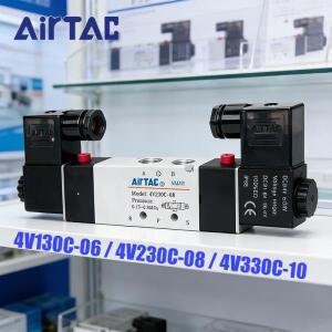 AirTAC 5 포트 3 위치 방향 전환 밸브 DC12V AC24V AC110V AC220V 4V130C-06 4V230C-08 4V330C-10 솔레노이