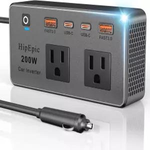 200W 멀티포트 자동차 파워 인버터 12V DC ~ 110V/120V AC 소형 자동 콘센트 어댑터 노트북용 24W USB A/C