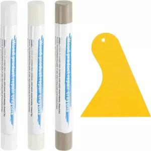 uxcell 3Pcs 우드 필러 스틱 가구 스크래치 수리 왁스 크레용 터치업 마커 목재 키트 바닥용 주걱 포함