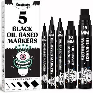 Chalkola 5 블랙 페인트 펜 금속 패브릭 유리 자동차 타이어 가구 터치업 목재 및 플라스틱 표면용 기반