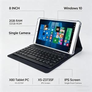 8인치 2GB RAM ROM 태블릿 PC X80 윈도우 10 X5-Z8350 CPU 1920 X 1200 IPS 스크린 WIFI 쿼드 코어