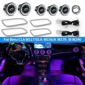 12256 색상 주변 조명 메르세데스-벤츠 W176 X156 W246 GLA CLA A 클래스 에어 벤트 터빈 노즐 램프 액세서