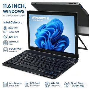 11.6인치 64비트 Pad1162 N4100 CPU 8GB 램 512GB ROM 윈도우 11 태블릿 PC 쿼드 코어 1920 x 1080 픽셀 타