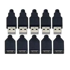 VizGiz 10팩 USB 플러그 교체 4핀 타입 A 여성 남성 소켓 커넥터 솔더 단자 수리 AWG 와이어 케이블 DIY