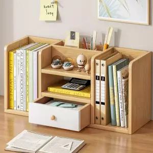 좁은 틈새 수납장 서랍 슬라이딩 선반 24x17x25CM 책상위수납장 고무나무 꽂이