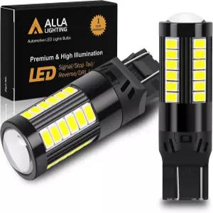 알라 조명 전문 T20 7443 LED 전구 듀얼 필라멘트 스트로브 브레이크 퓨어 레드 플래시 스톱 램프 7443LL
