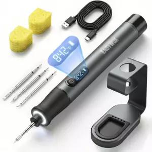 무선 납땜 다리미 2600mAh 배터리 포함 7S 고속 가열 392°F~842°F 휴대용 키트 자동 슬립 LED 디스플레이