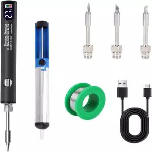 라라르사 무선 납땜 다리미 키트 LED 스크린이 있는 650mAh 충전식 USBC 펜 전자제품 수리용 휴대용 배터리