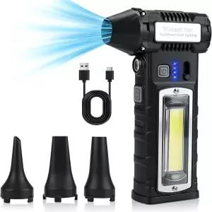 압축 공기 집진기 130000RPM 전기 LED 조명이 있는 2단 조절식 미니 송풍기 USB-C 키보드용 먼지 PC 구