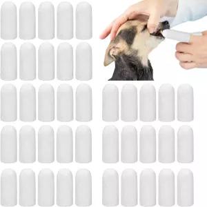 Quxddy 40Pcs 마이크로파이버 핑거브러시 반려견 소형 반려동물에게 적합 치석 제거 칫솔