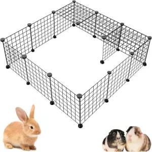 16 패널 DIY 소형 동물 놀이펜 애완동물 강아지 기니피그 케이지 래빗 실내 야외 금속 와이어 야드 울타리