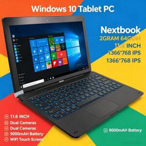 2GB DDR+64GB 윈도우 10 WIFI G12 터치 스크린 1366x768 IPS 듀얼 카메라 11.6인치 태블릿 PC 2IN1 도킹 키