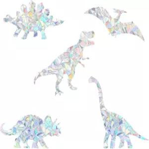 GorgeCraft 5Pcs 대형 동물 무지개 창문이 공룡 달라붙어 고정 비접착 충돌 유리 스티커가 부착되어