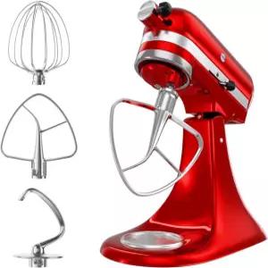 스테인리스 스틸 키친 믹서 K45B 액세서리 키친에이드 및 4.5-5 Qt 볼과 호환됩니다. K45WW 6와이어 채찍 플랫 비터 패들 QT 도우 후크 부착물