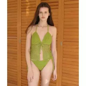 매장정품 SOMEWHEREBUTTER Handmade Mesh Knit Bikini - Olive