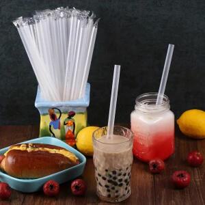 100-600Pc 화이트 점보 스무디 빨대 대형 마시는 기포 티 밀크 쉐이크 파티 웨딩 바 홈 액세서리
