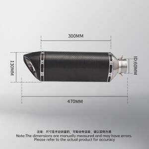 60mm 51mm 범용 바이크 오토바이 티타늄 합금 배기 머플러 이스케이프 470mm fz6 pcx125 100cc-1000cc ATV