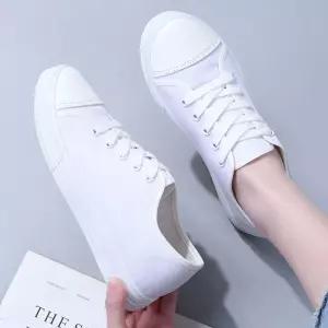 여성 캔버스 스니커즈 단화 데일리슈즈 편한코디 운동화 일상화 기본 편한 하얀색 사계절 블랙 패션